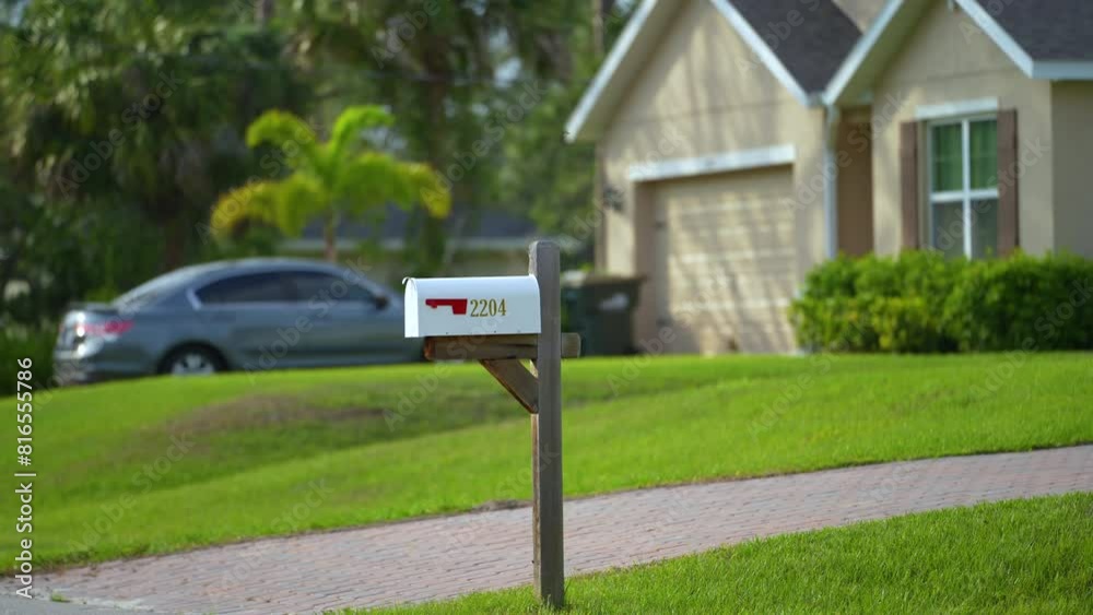 American mailbox at Florida home front yard on suburban street side American mailbox at Florida home front yard on suburban street side