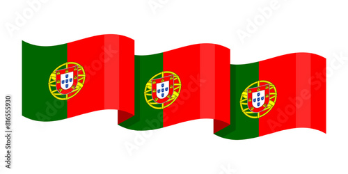 Vector illustration of wavy Portugal flag on transparent background
