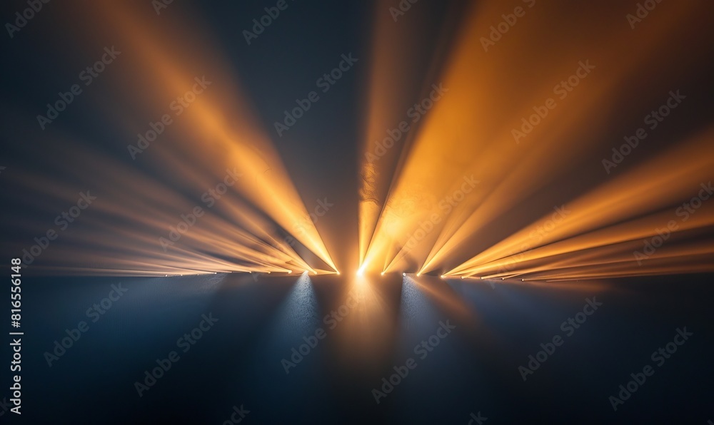 Glowing sun rays on black background