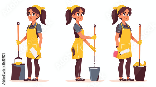 Happy housemaid maid housekeeping or house cleaning 