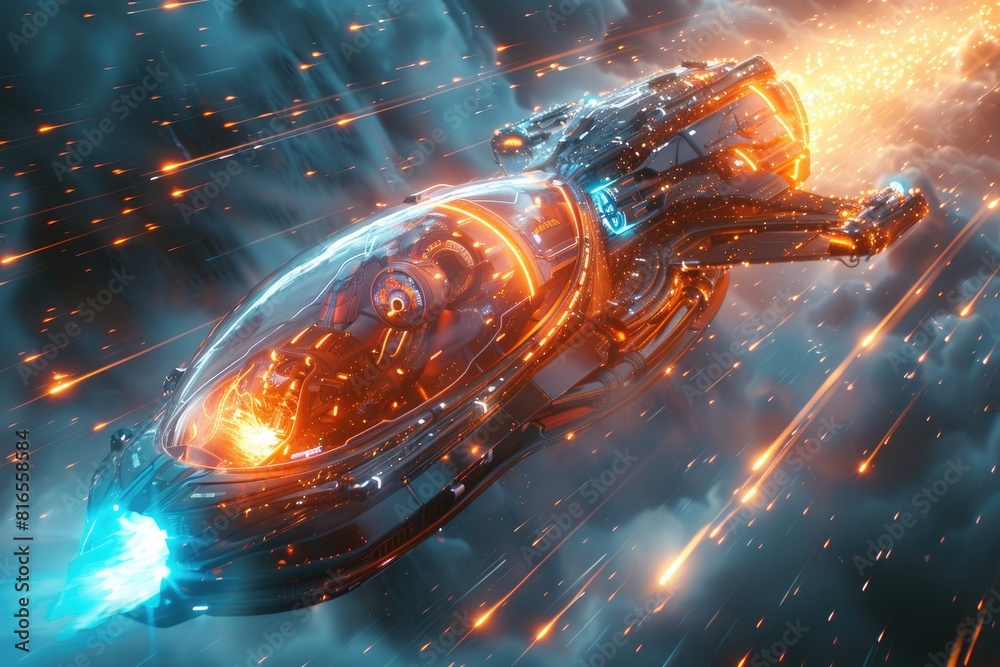 Time travel machine, Futuristic time travel machine, A high tech looking machine is traveling in time, Light speed effects, Time travel machine, Futuristic time travel machine, A high tech looking machine is traveling in time, Light speed effects,