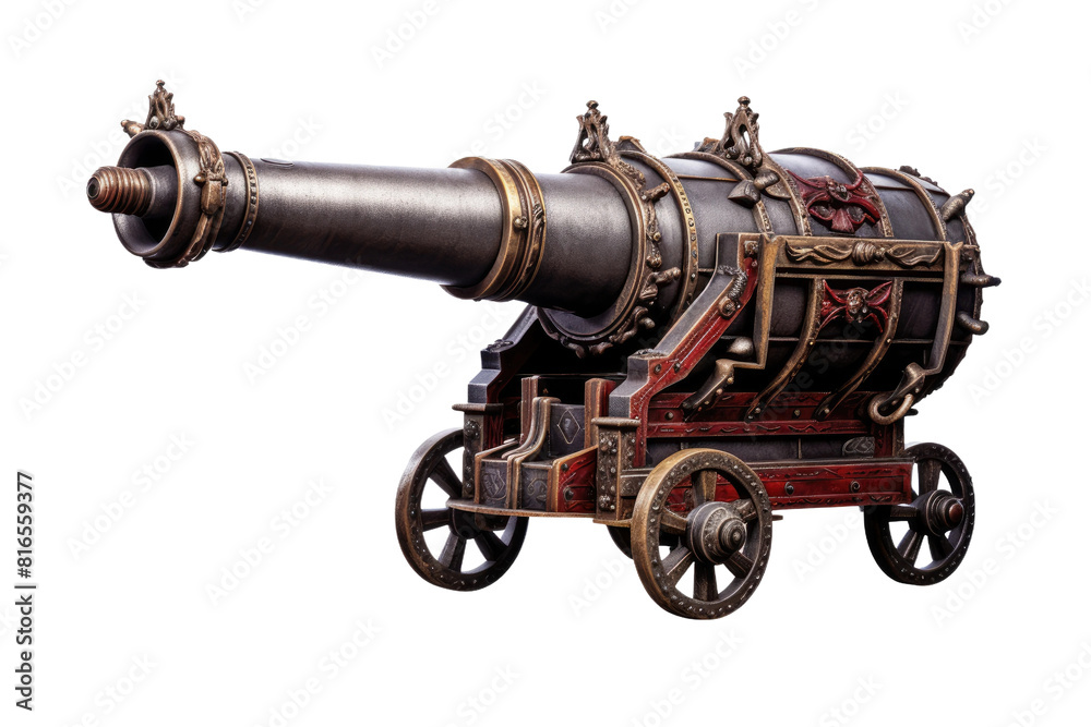 The Timeless Guardian: A Vintage Cannon in Solitude on White or PNG Transparent Background.