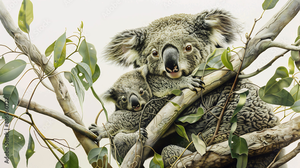 Fototapeta premium Family Life Among Koalas