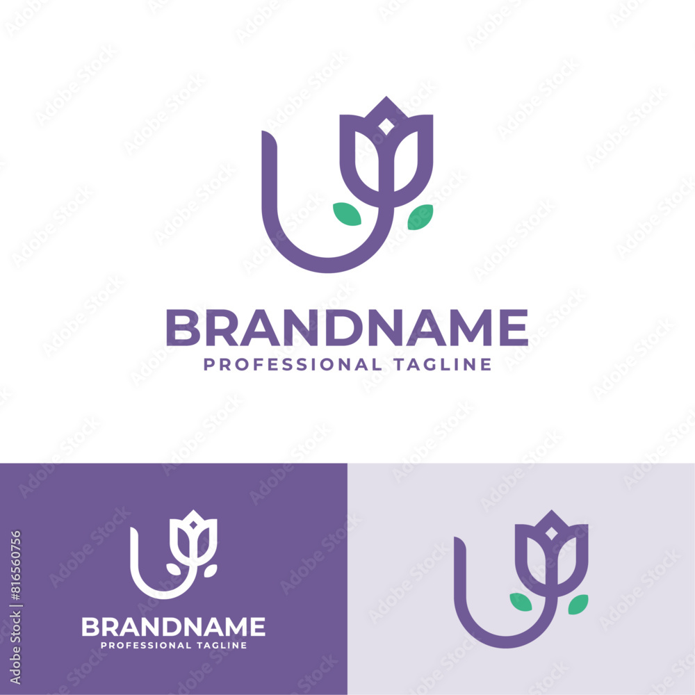 Obraz premium Initial U Tulip Flower Logo, for business related to flower with Letter U