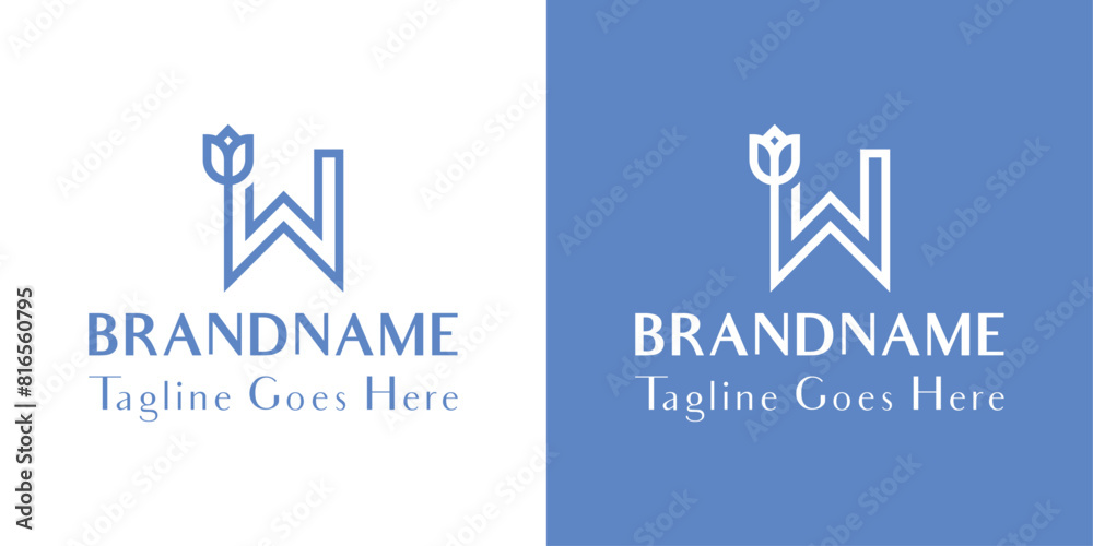Letter W Tulip Logo, for business related to flower with W initials Letter W Tulip Logo, for business related to flower with W initials