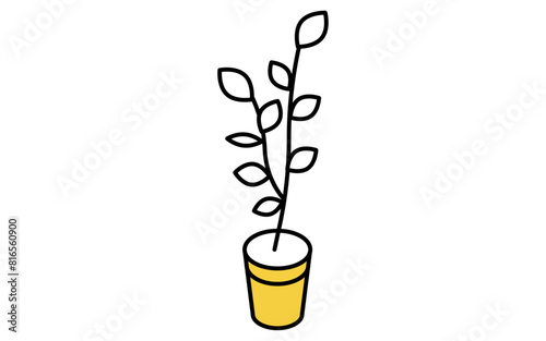 背の高い観葉植物、アイソメトリックイラスト