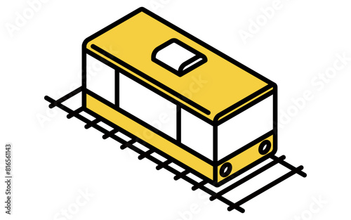 乗り物：電車と線路、アイソメトリックイラスト