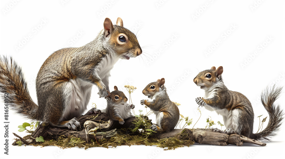 Obraz premium Family Fun Among Gray Squirrels