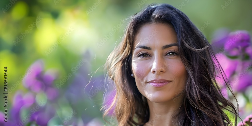 Confident Hispanic woman in her 40s or 50s exuding positivity outdoors. Concept Outdoor Photoshoot, Confidence, Hispanic Woman, Positivity, Age 40s-50s Confident Hispanic woman in her 40s or 50s exuding positivity outdoors. Concept Outdoor Photoshoot, Confidence, Hispanic Woman, Positivity, Age 40s-50s