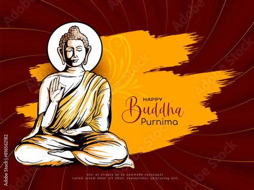 Happy Buddha Purnima cultural Indian festival background illustration