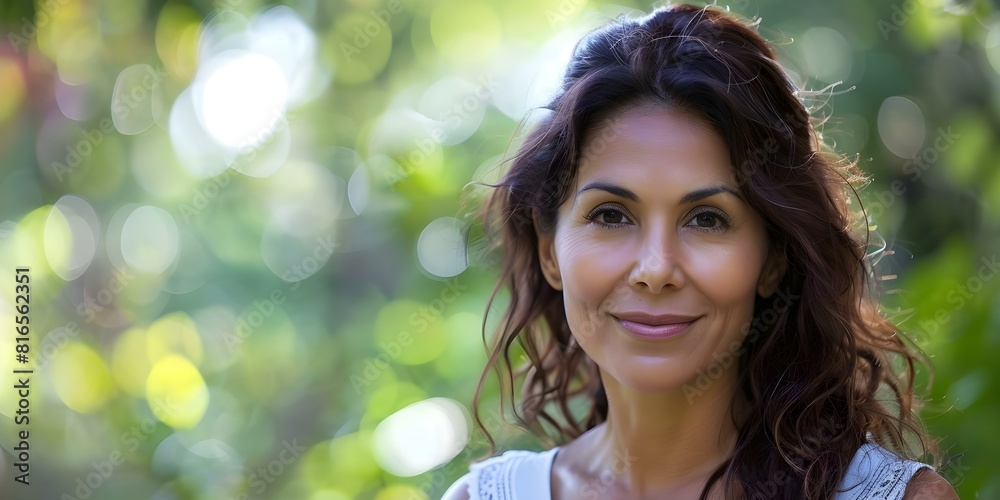 Empowered Hispanic woman in her s or s radiating positivity outdoors. Concept Outdoor Photoshoot, Empowerment, Hispanic Heritage, Positive Vibes, Nature Settings Empowered Hispanic woman in her s or s radiating positivity outdoors. Concept Outdoor Photoshoot, Empowerment, Hispanic Heritage, Positive Vibes, Nature Settings
