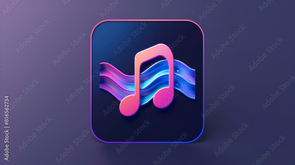 A music note icon with sound waves, indicating a music or audio streaming app, vector app icons A music note icon with sound waves, indicating a music or audio streaming app, vector app icons