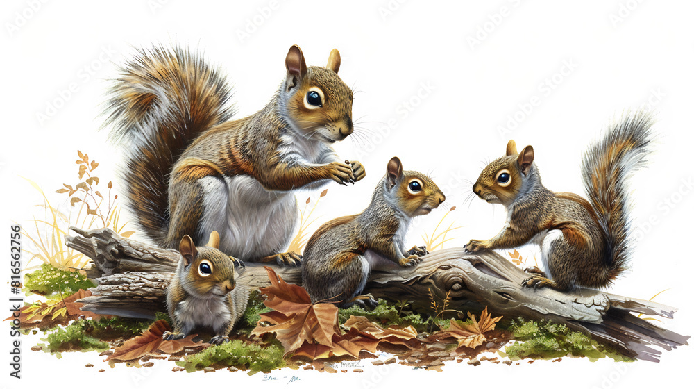 Family Fun Among Gray Squirrels