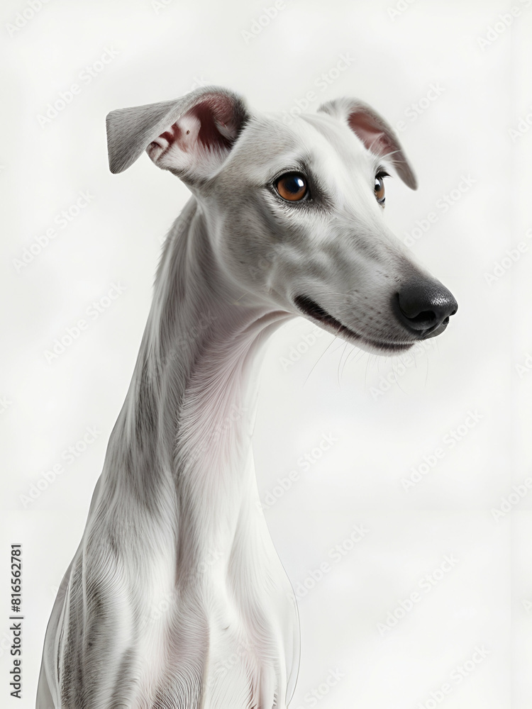 Whippet dog on white background