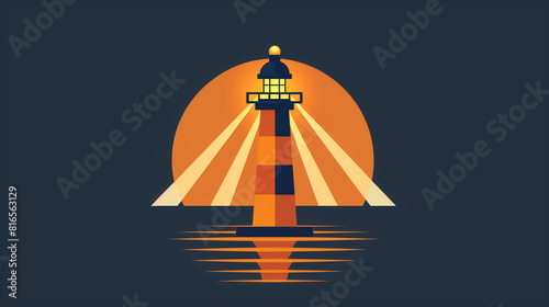 A lighthouse icon with beams of light, indicating a beacon or landmark for navigation, Icons for navigation