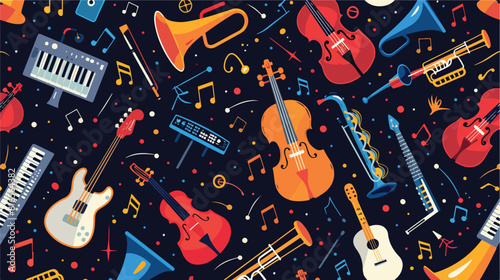 Pattern musical instruments icon style vector