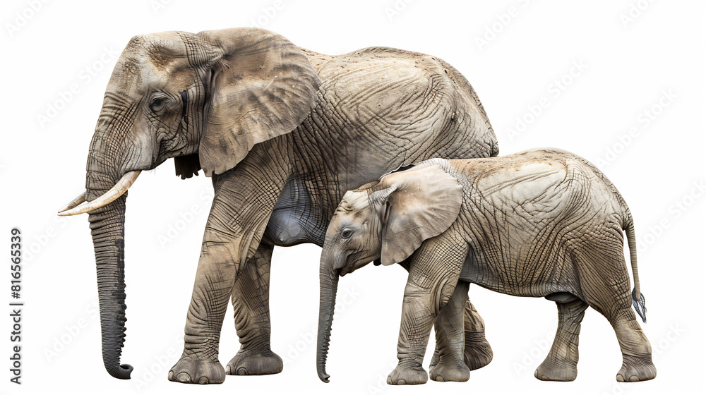 Obraz premium Maternal Bond Between Elephant and Calf