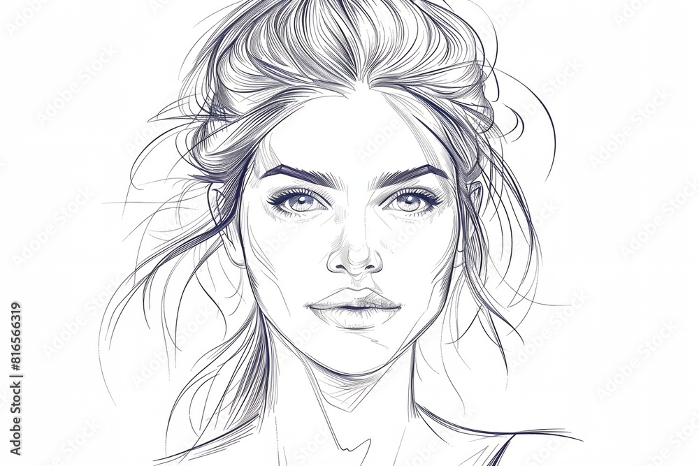 drawing of a woman's face with a messy bun drawing of a woman's face with a messy bun