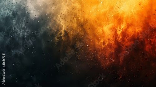 Black orange spot, grungy empty space or spray texture, a retro shine bright light and glow background template color gradient © VIK