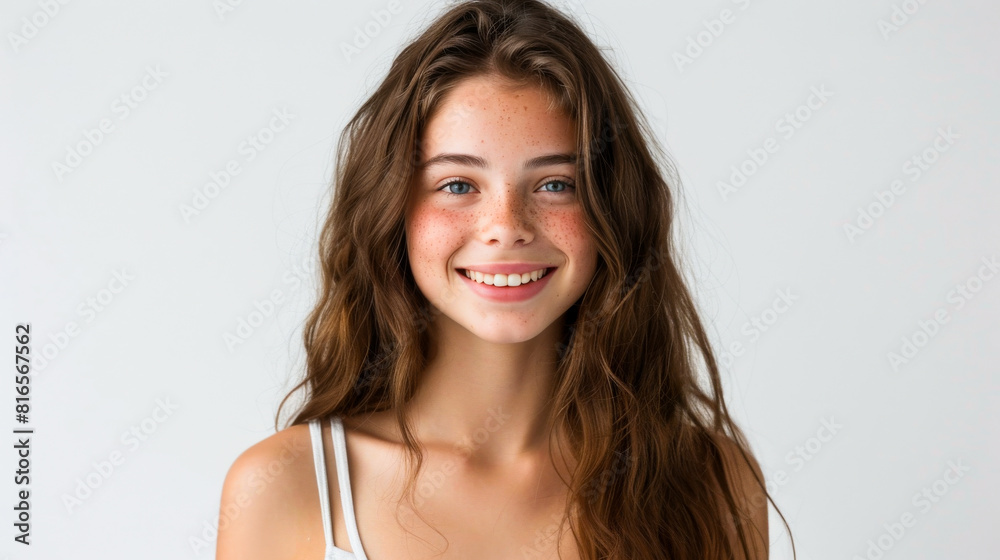 Portrait of 16-Year-Old Girl in Casual Light Grey Swimwear
Portrait of 16-Year-Old Girl in Casual Light Grey Swimwear