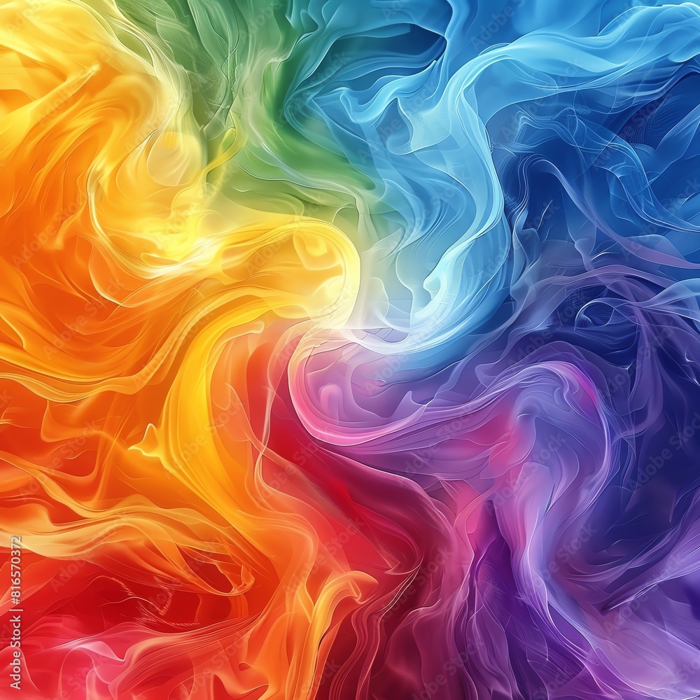 Obraz premium Abstract swirls of rainbow colors merging like watercolors, symbolizing LGBTQ unity and diversity, ideal for vibrant, inclusive designs Style Watercolor