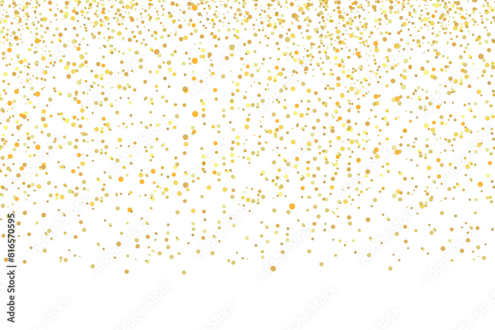Yellow golden glitter dots particles dust conffeti effect falling on transparent background. Luxury gold powder Sparkles. Christmas abstract pattern. Sparkling magic dust particles. Decoration element