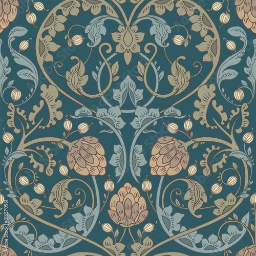 Hand drawn ornamental pattern. Seamless background. Floral ornament.