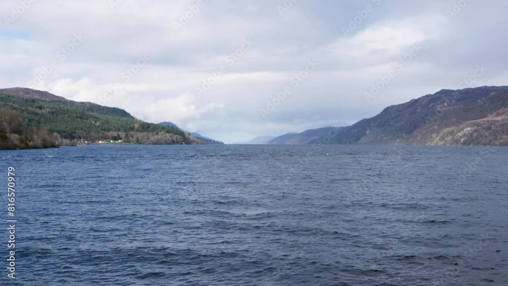 Scenic view overlooking Loch Ness and rugged landscape from Fort Augustus in the highlands of Scotland UK Scenic view overlooking Loch Ness and rugged landscape from Fort Augustus in the highlands of Scotland UK