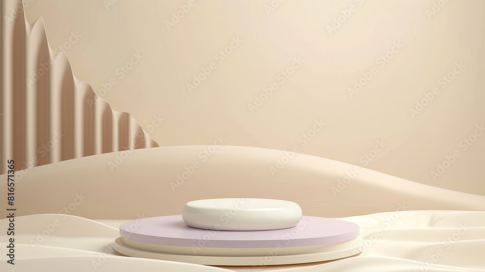 Minimalist White and Beige Podium with Elegant Background for Luxury Organic Cosmetic, Skin Care, Beauty Treatment Product Display 3D. Ideal for Advertising and Branding. Minimalist White and Beige Podium with Elegant Background for Luxury Organic Cosmetic, Skin Care, Beauty Treatment Product Display 3D. Ideal for Advertising and Branding.