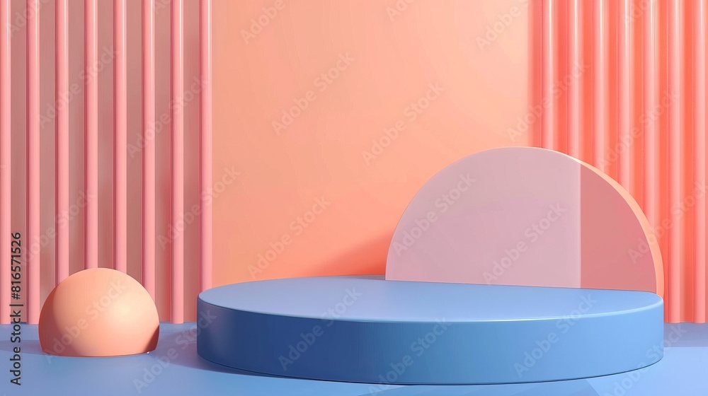 Modern Blue and Pink Podium, Background for Luxury Organic Cosmetic, Skin Care, Beauty Treatment Product Display 3D - Ideal for Bold and Trendy Presentations Modern Blue and Pink Podium, Background for Luxury Organic Cosmetic, Skin Care, Beauty Treatment Product Display 3D - Ideal for Bold and Trendy Presentations