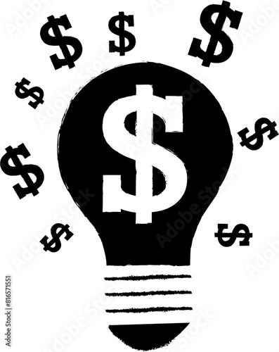 Light bulb with dollar symbol png transparent background © thekopmylife