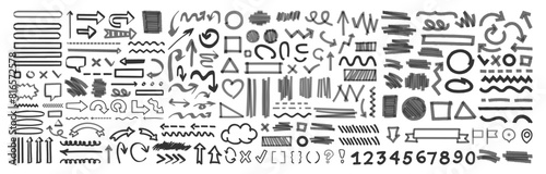 Black highlight marker stripes and design element isolated on transparent background
