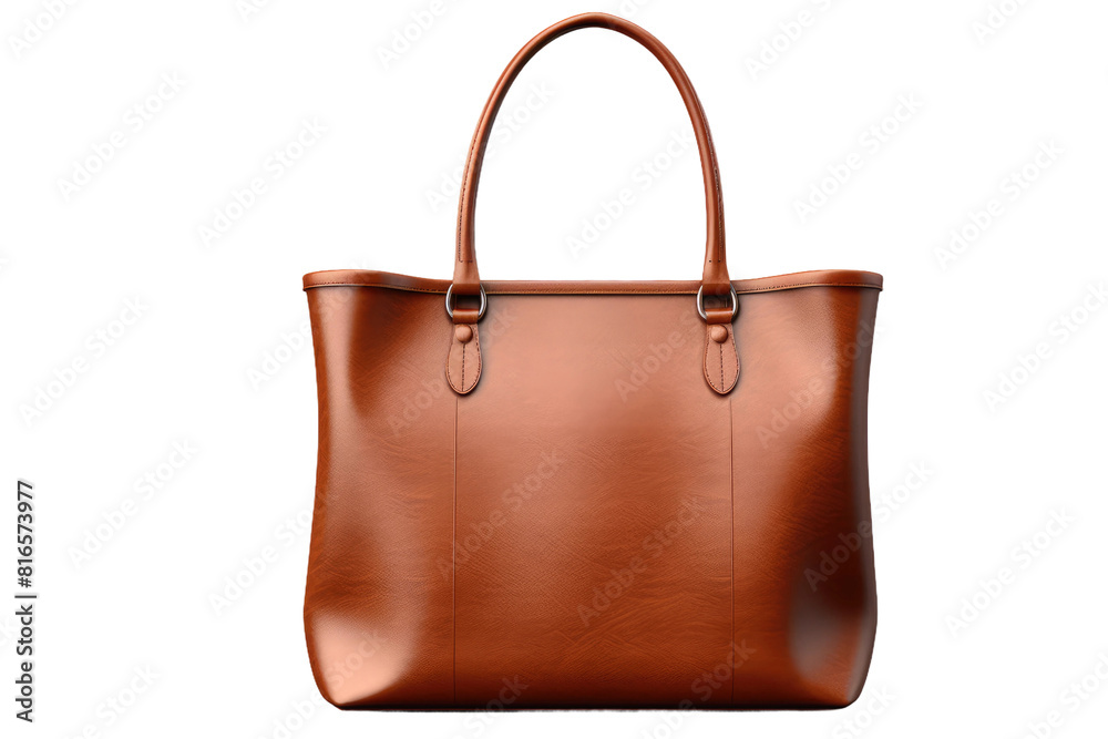 Rustic Elegance: A Symphony of Tan Leather Tote Bag on White or PNG Transparent Background. Rustic Elegance: A Symphony of Tan Leather Tote Bag on White or PNG Transparent Background.
