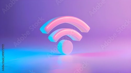 Wifi hotspot symbol, wi-fi internet zone, communication technology, free connection and 5G network icon neon loop concept. Futuristic abstract 3d rendering 