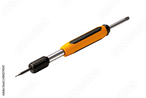 The Luminous Tool: A Vivid Yellow and Black Screwdriver on White or PNG Transparent Background.