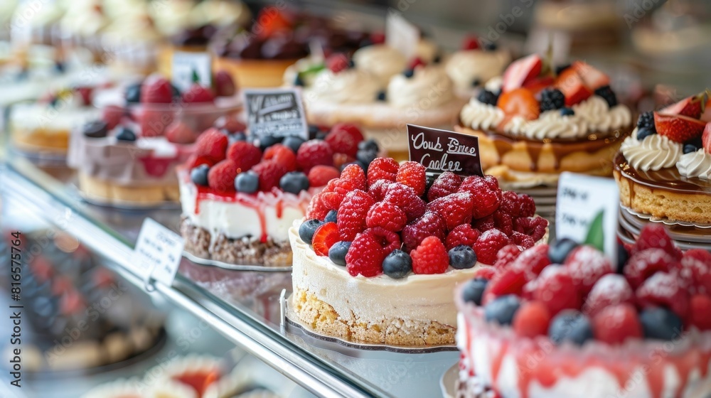 Tempting Low Sugar Desserts Showcased in Charming Bakery Window Display