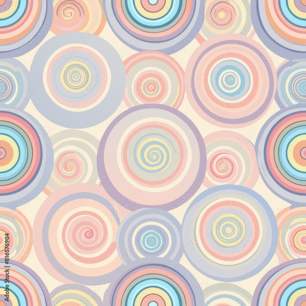 Seamless pattern of concentric circles in pastel hues, perfect for a soft and dreamy wrapping paper design, Generative AI Seamless pattern of concentric circles in pastel hues, perfect for a soft and dreamy wrapping paper design, Generative AI