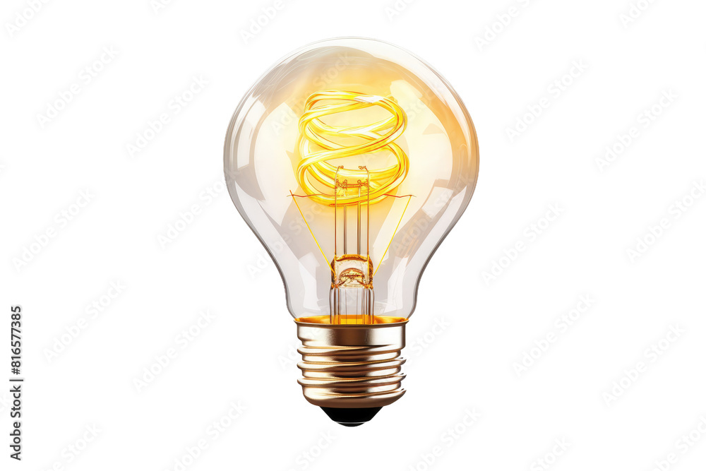 Illuminating the Darkness: A Glowing Yellow Light Bulb on White or PNG Transparent Background. Illuminating the Darkness: A Glowing Yellow Light Bulb on White or PNG Transparent Background.