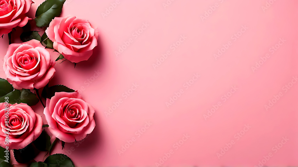 Roses on a Pink Minimal Background a Romantic Valentines Concept Roses on a Pink Minimal Background a Romantic Valentines Concept
