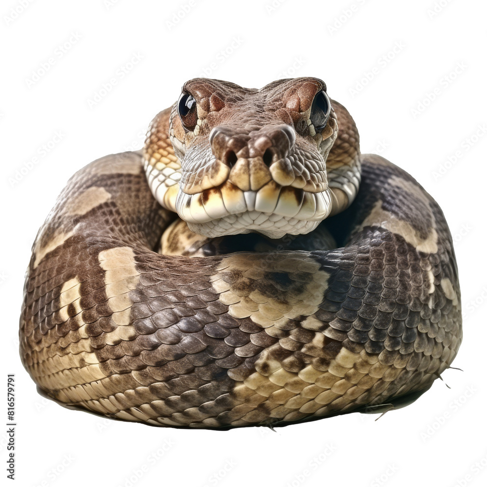 Fototapeta premium Coiled Python Snake on Isolated Background.