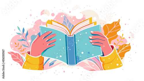 Magical Reading Adventure: Open Book with Whimsical Illustration. Book Lovers Day