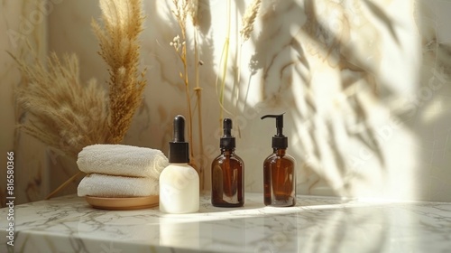 Gentle Morning Skincare Ritual with Natural Products on Marble Vanity Under Soft Light