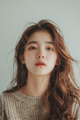 Sweet-Faced Korean Girl with Permed Waves 