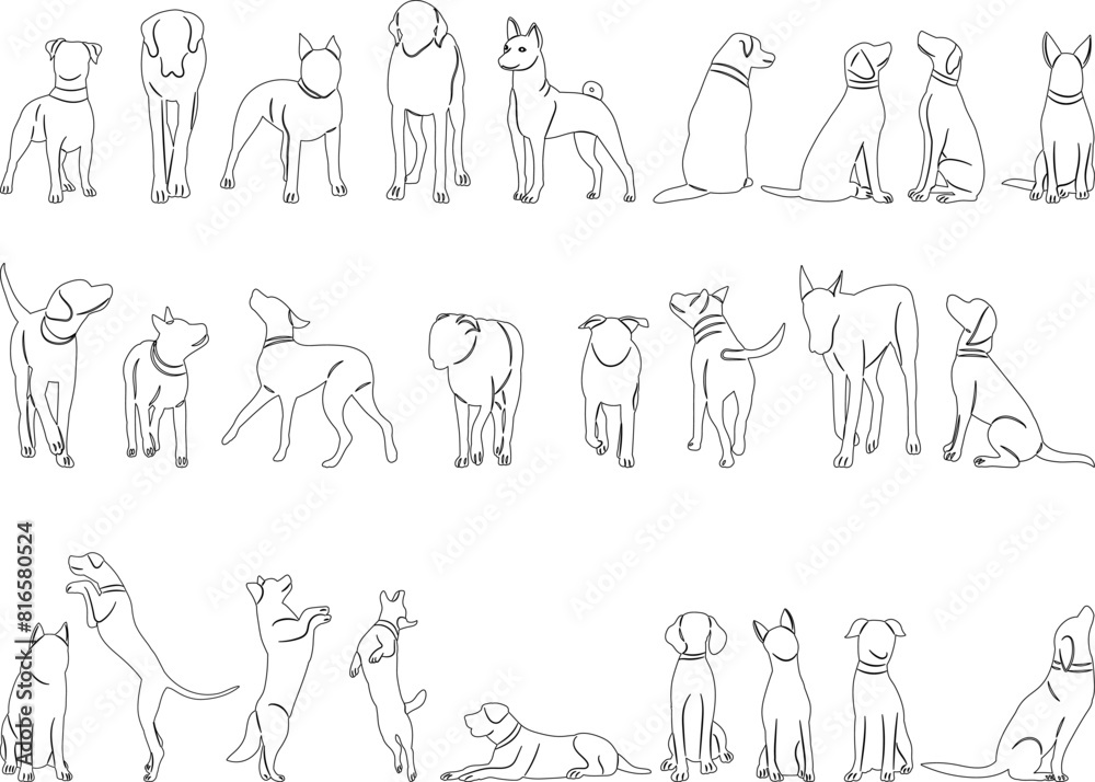 dogs set sketch on white background vector dogs set sketch on white background vector