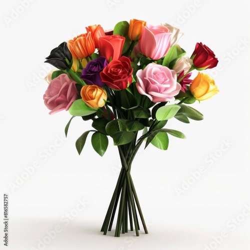 Roses in a vase on a white background