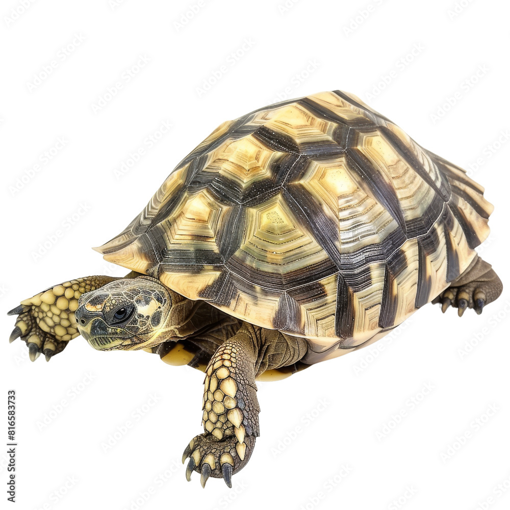 Obraz premium Majestic Tortoise on Isolated White Background.