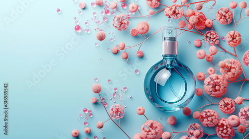 Artistic representation of Polyethylene glycol and Ethylene glycol units in skincare products, with a dynamic geometric dance on a beautythemed background photo