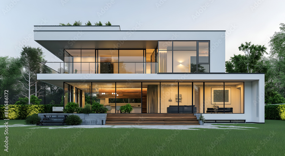modern house in the summer modern house in the summer