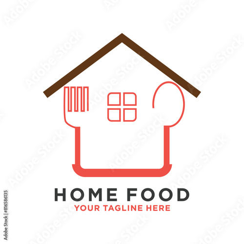 Vector house logo with creative food concept and business design premium vector