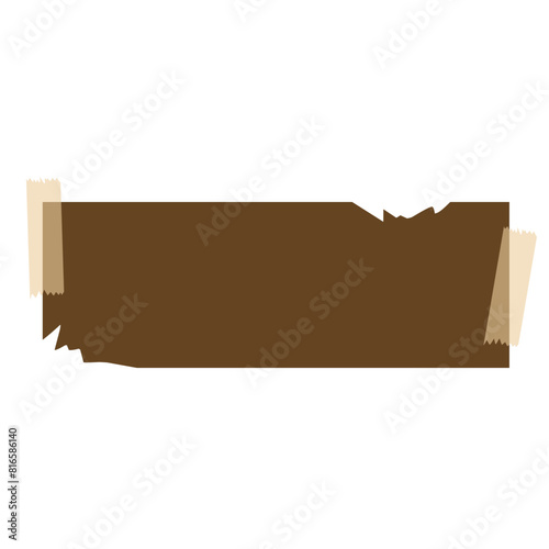 Torn brown paper note